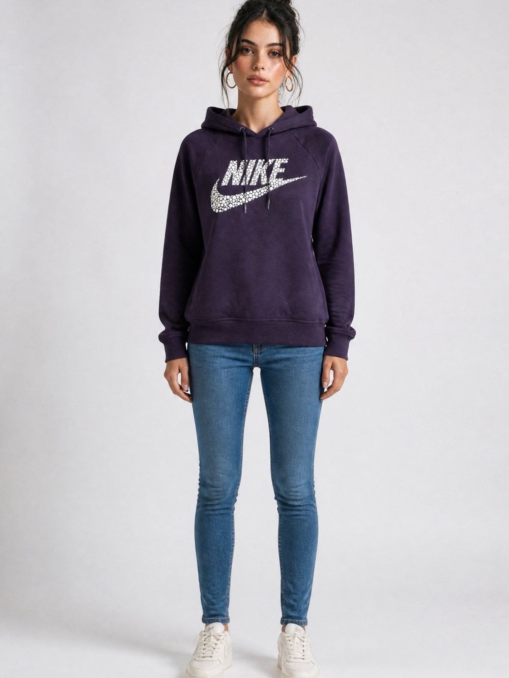 Nike Purple Hoodie with Silver Dotted Swoosh